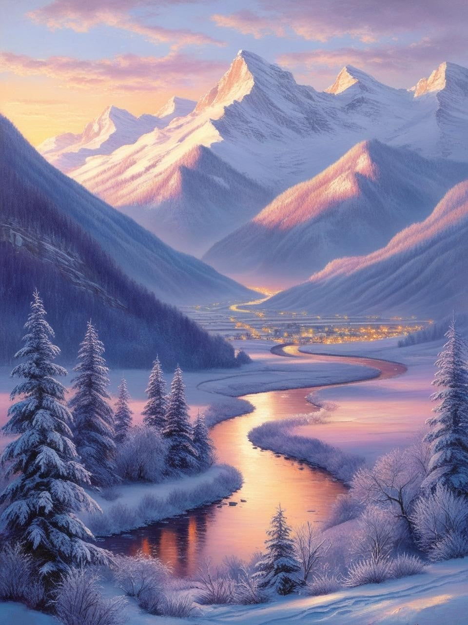 Paint by Number Snowfall and Mountain Dreams