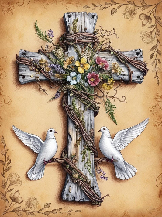 Paint by Number Garden of Sacred Promise Cross