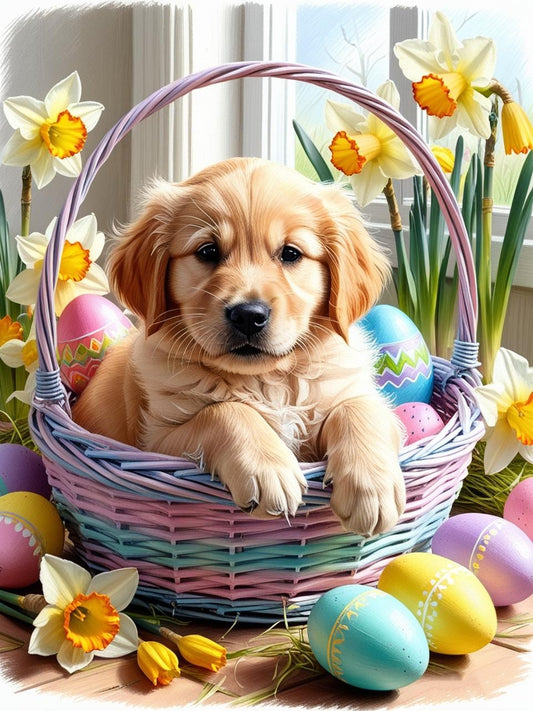 Paint by Number Sweet Puppy Easter Basket