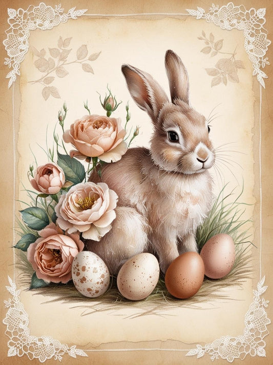 Paint by Number Rustic Bunny with Easter Eggs