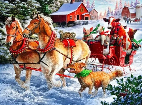 Paint By Number Sleighing It with the Farm Crew: Hilarious Animal Adventure