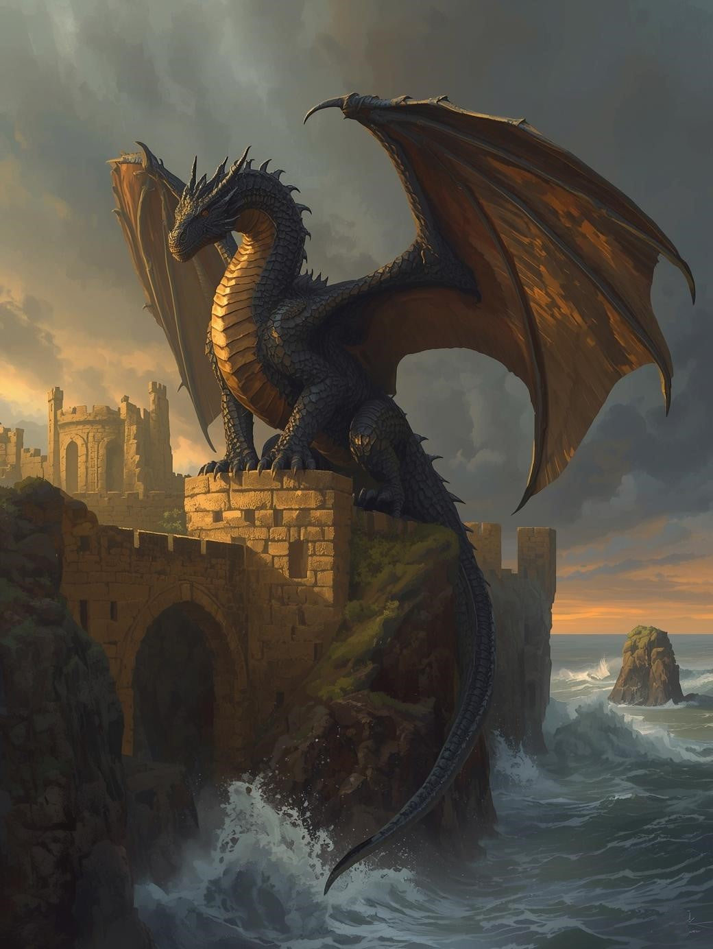 Paint by Number Dragon Guardian of the Stone Fortress – Adult Painting Kit