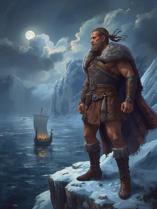 Paint by Number Viking Guardian of the Moonlit Fjord – DIY Paint by Number Kit