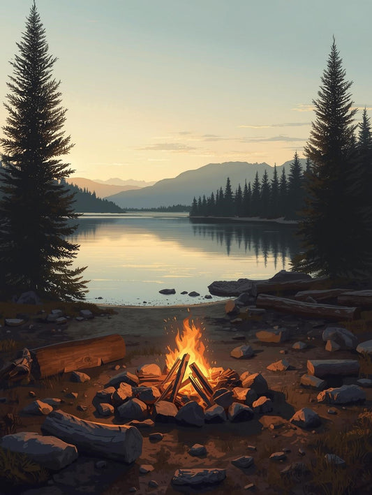 Paint by Number Lakeside Campfire and Evening Glow - Paint by Number Kit for Adults