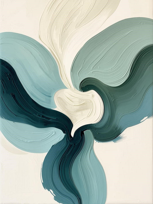 Paint by Number Teal Petal Swirl – Abstract Floral Canvas Kit for Adults