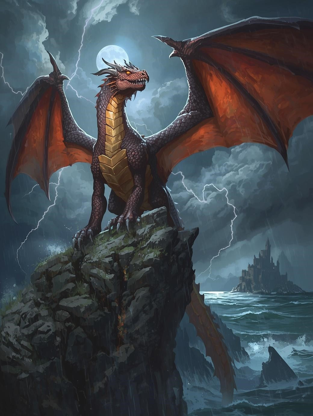 Paint by Number Storm Dragon of the Sea Cliffs – Paint by Number for Adults