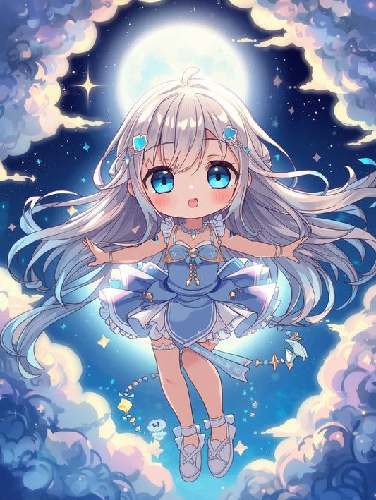 Paint by Number Moonlight Anime Princess - Fantasy Anime Paint by Number Kit for Adults