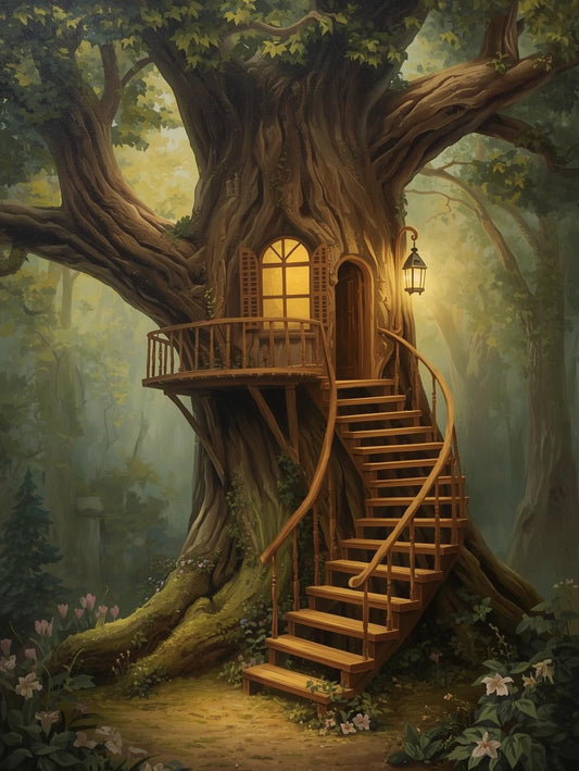 Paint by Number Cozy Forest Treehouse – DIY Paint by Number Kit