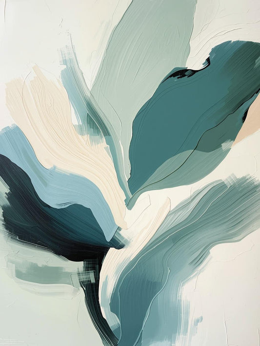 Paint by Number Soft Teal Petal Drift – Abstract Floral Canvas Kit