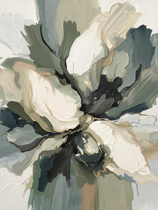 Paint by Number Neutral Botanical Burst – Abstract Floral Canvas Kit for Adults
