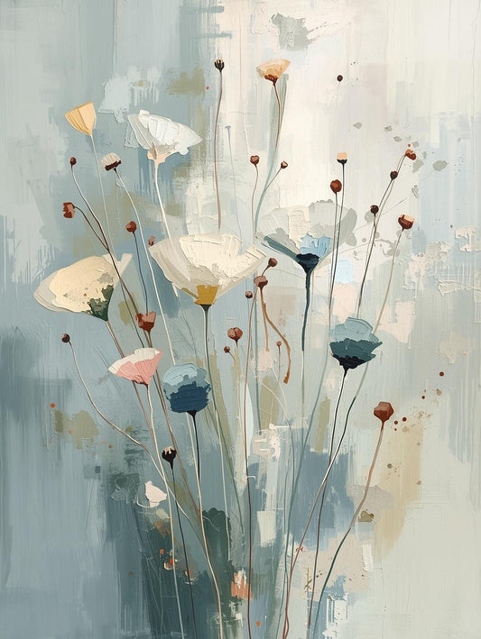 Paint by Number Soft Meadow Stems – Abstract Floral Canvas Kit