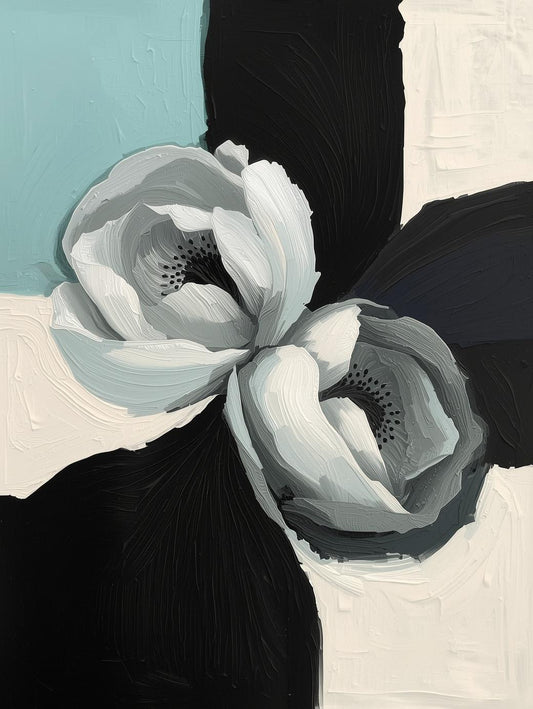 Paint by Number Ivory Bloom Contrast – Abstract Floral Canvas Kit for Adults