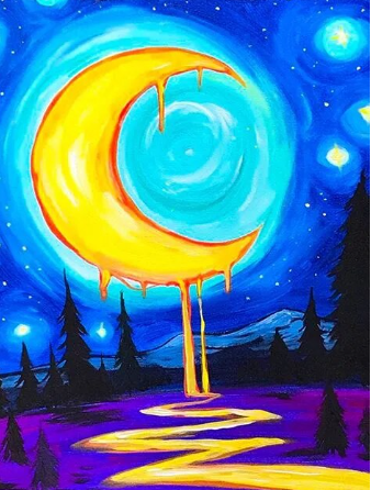 Paint by Number Crescent Moon Starry Night