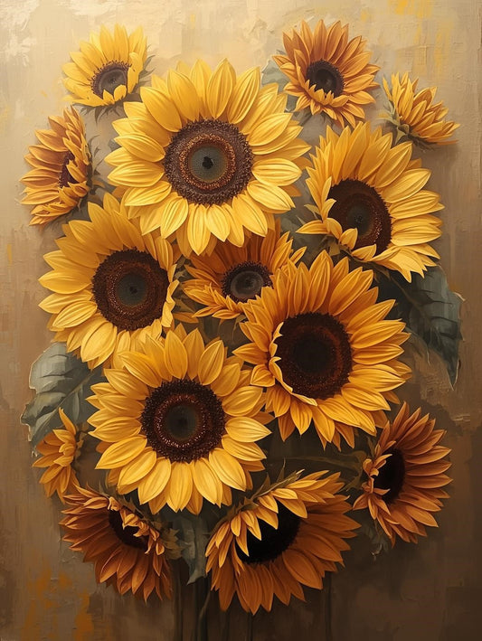 Paint by Number Golden Sunflower Bouquet – Floral Paint by Number Kit for Adults