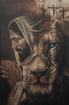 Paint By Number Jesus and Lion Cross