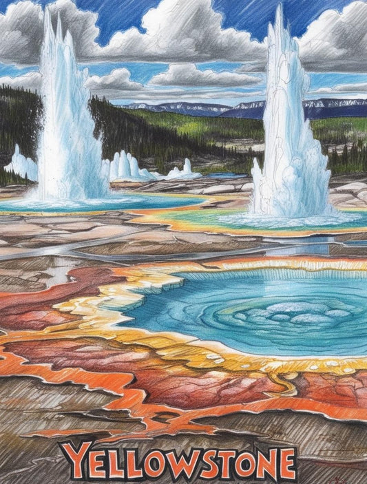 Paint by Number Geysers of Yellowstone National Park