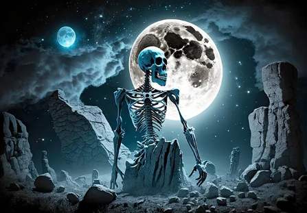 Paint by Number Skeleton and Full Moon