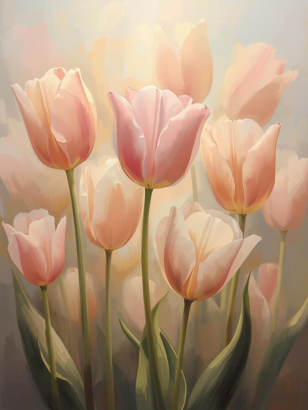 Paint by Number Blush Tulip Garden – Soft Floral Paint by Number Kit