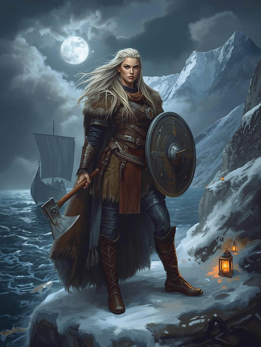 Paint by Number Viking Warrior Queen of the Frozen Coast – DIY Wall Art Canvas