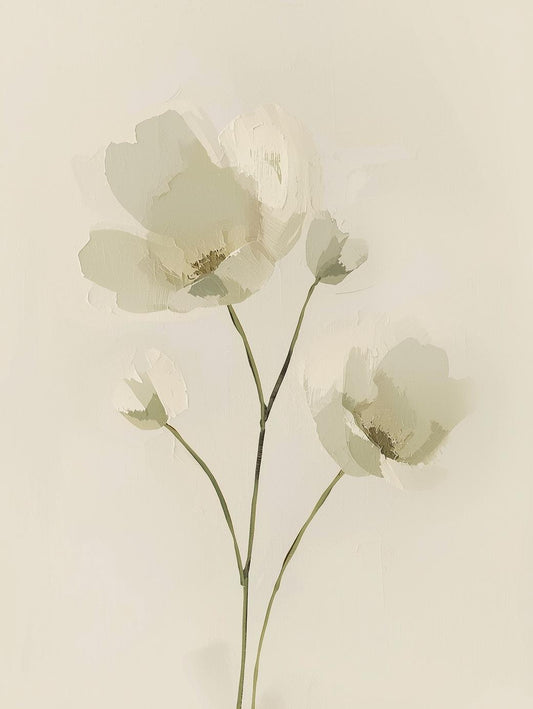 Paint by Number Neutral Petal Study – Minimal Botanical Canvas Kit for Adults