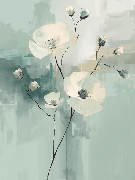 Paint by Number Whispering Petals – Neutral Floral Canvas Kit