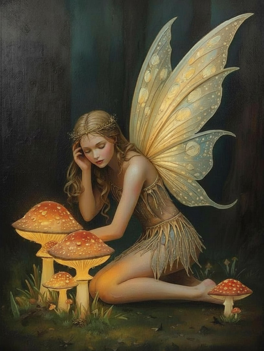 Paint by Number Forest Mushroom Fairy – Paint by Number Kit for Adults