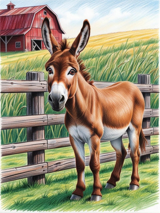 Paint by Number Donkey in the Barnyard