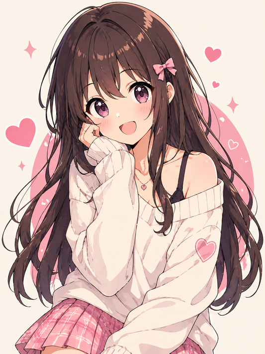 Paint by Number Anime Girl with a Sweet Smile – Paint by Number Kit for Adults