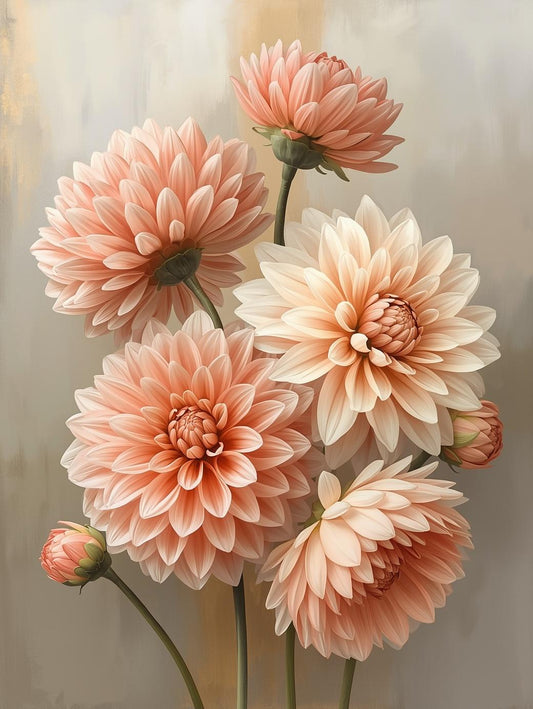 Paint by Number Peach Dahlia Elegance – Floral Paint by Number for Adults