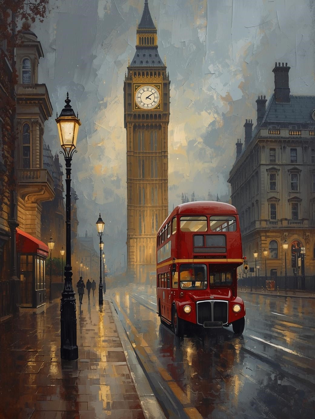 Paint by Number Paris Street Café with Eiffel Tower at Sunset – DIY Paint by Number Kit