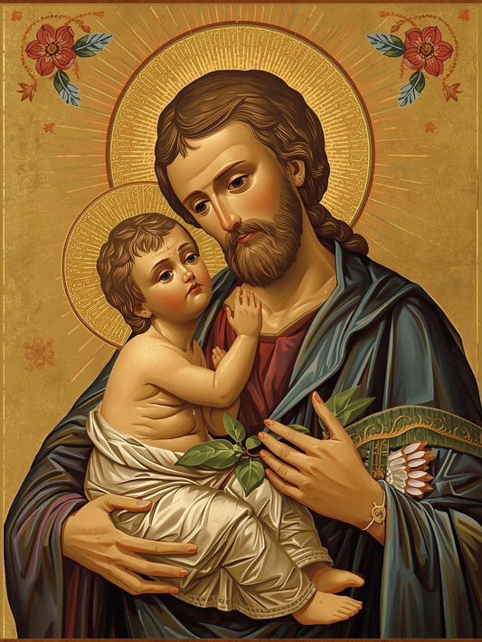 Saint Joseph with Child Jesus Icon Paint by Number