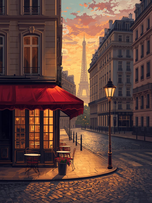 Paint by Number London Big Ben Riverside Café View – Paint by Number Kit for Adults