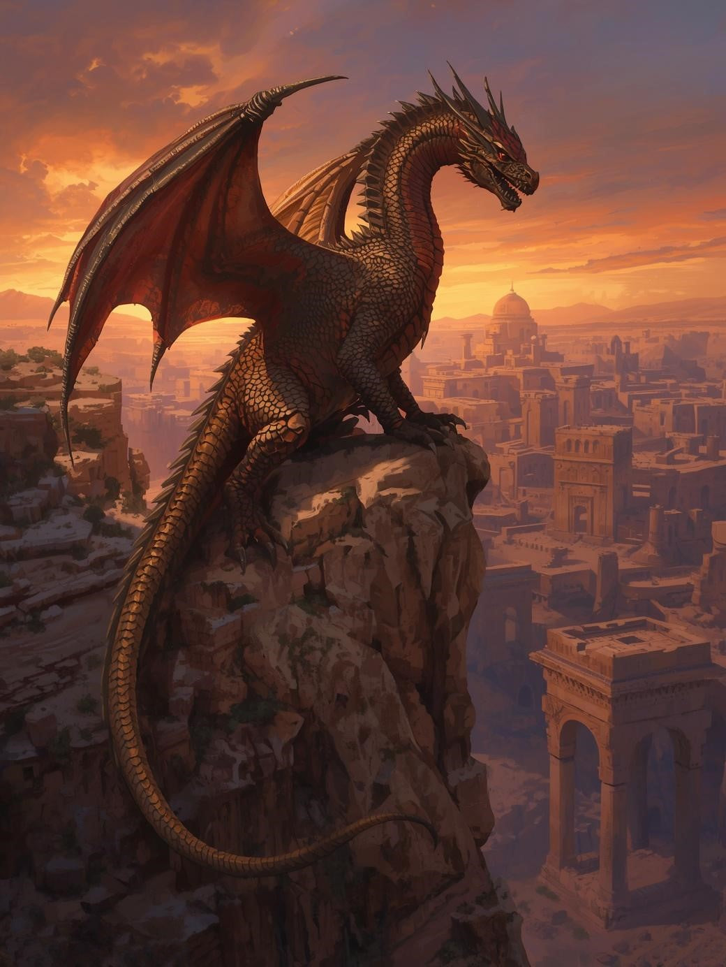 Paint by Number Dragon Over the Golden Empire – DIY Fantasy Painting Kit