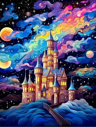Paint by Number Castle and Moons Fantasy