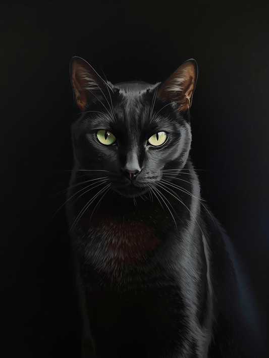 Paint by Number Obsidian Black Cat Portrait – Gothic Paint by Number Kit for Adults