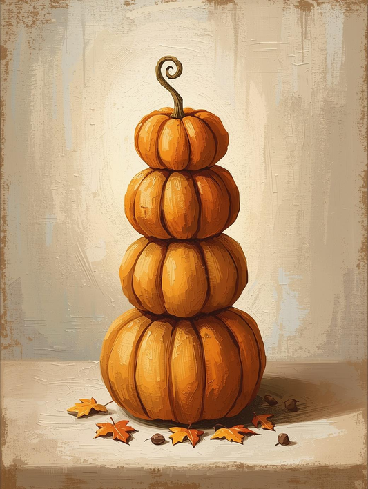 Paint by Number Tiered Pumpkin Stack Display – Cozy Fall Canvas Paint by Number Kit