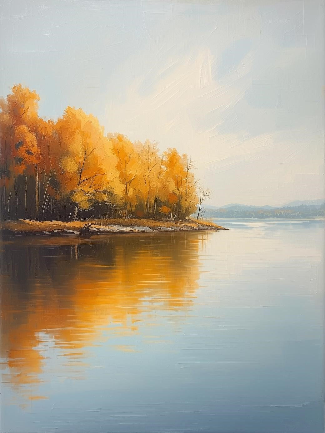 Paint by Number Peaceful Lakeside Autumn Reflection – Relaxing Paint Kit