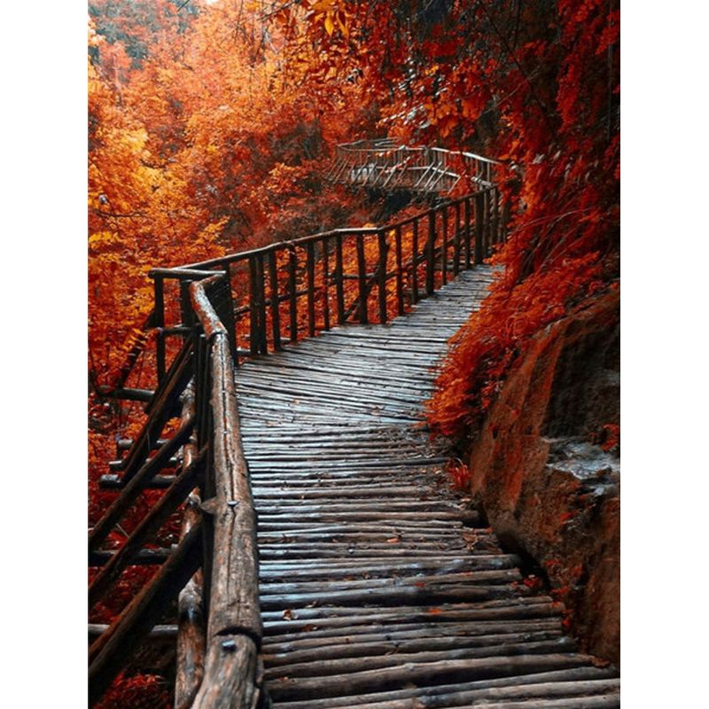 Paint By Number Autumn Mountain Bridge