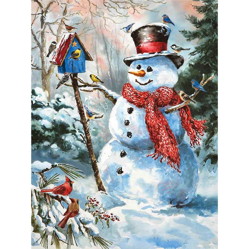 Paint by Number Snowman Greeting Bird – Artist By Number