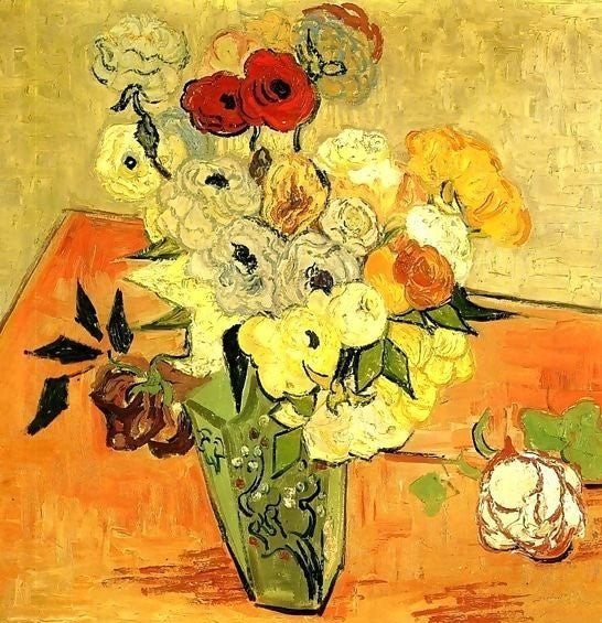 Japanese Vase With Roses And Anemones By Vincent Van Gogh Paint By Number