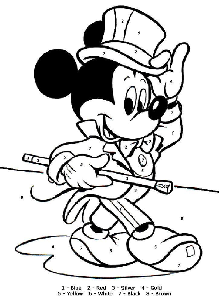 Free Color By Number  Mickey Mouse