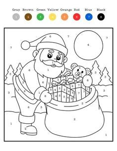 Free Color By Number Santa