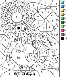 Free Color By Number Thanksgiving Turkey