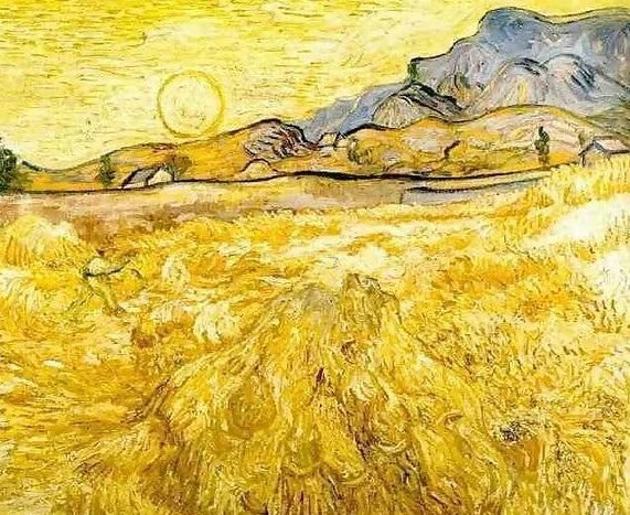 Wheat Field With Reaper And Sun By Vincent Van Gogh Paint by Number